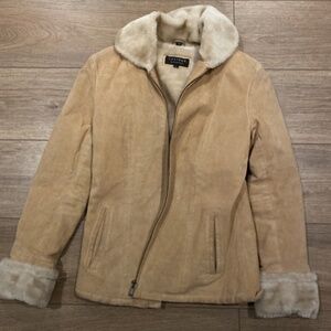 Real Suede Pennylane Coat Womens Small Faux Fur Lined